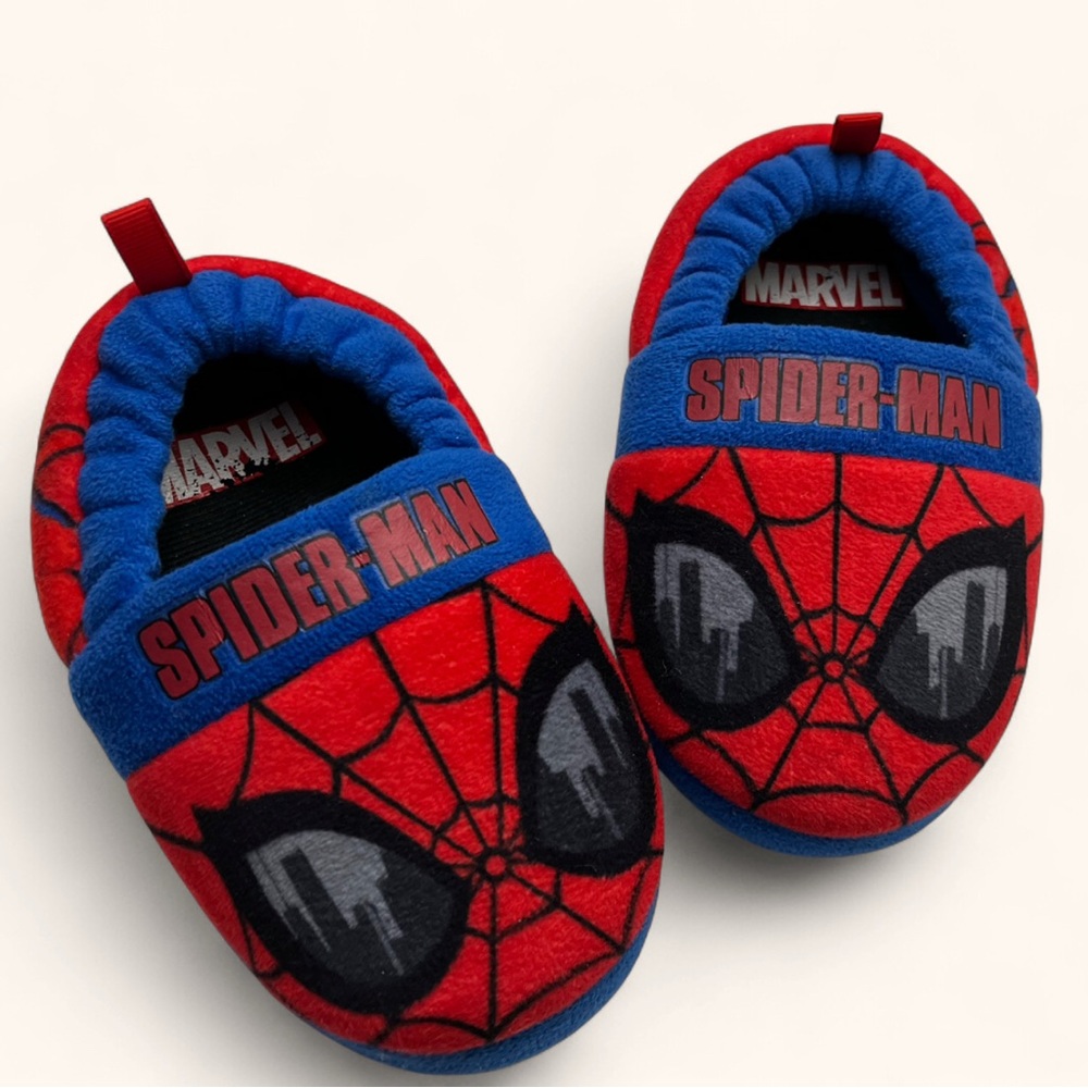 💛 2/$20 7/8 M Toddler Boy Marvel Spider-Man A-Line Cozy Plush Slippers Lounge